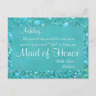 Maid of Honour - Emerald Green Invitation Postcard