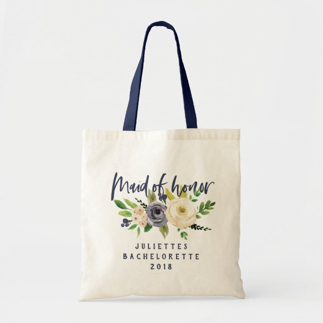 Maid of honour floral watercolor tote bag (Front)