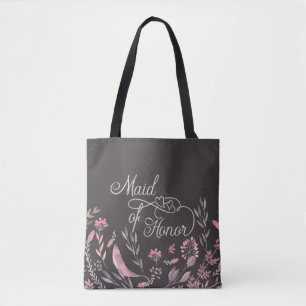 "Maid of Honour" Floral Wedding Tote Bag