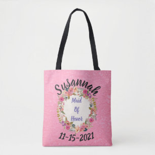 Maid-of-Honour Floral Wreath Design Tote Bag