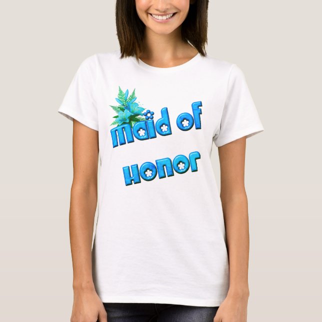 Maid Of Honour Flower Bouquet Cute Wedding Party  T-Shirt (Front)