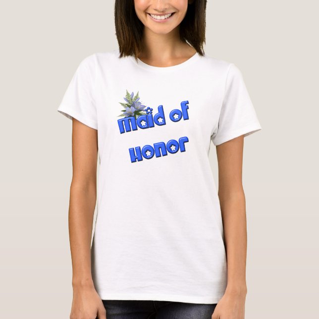 Maid Of Honour Flower Bouquet Wedding Party T-Shirt (Front)