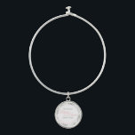 Maid of Honour Gift Bangle Bracelet Pink Silver<br><div class="desc">These bracelets are designed to give as favours to the Maid of Honour in your wedding party. Designed to coordinate with our Pink & Grey Elegant Wedding Suite, they feature a simple yet elegant design with a white background, Pink & Grey, and a silver faux foil floral border. Perfect way...</div>