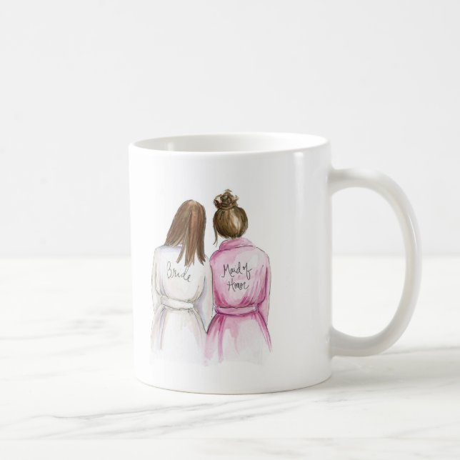 Maid of Honour Gift Brunette Bride Brunette Maid Coffee Mug (Right)