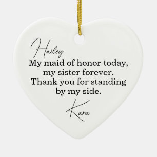 Maid of Honour Gift - Personalised Wedding Ornamen Ceramic Tree Decoration