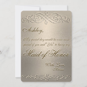 Maid of Honour   Gold Shimmer Invitation