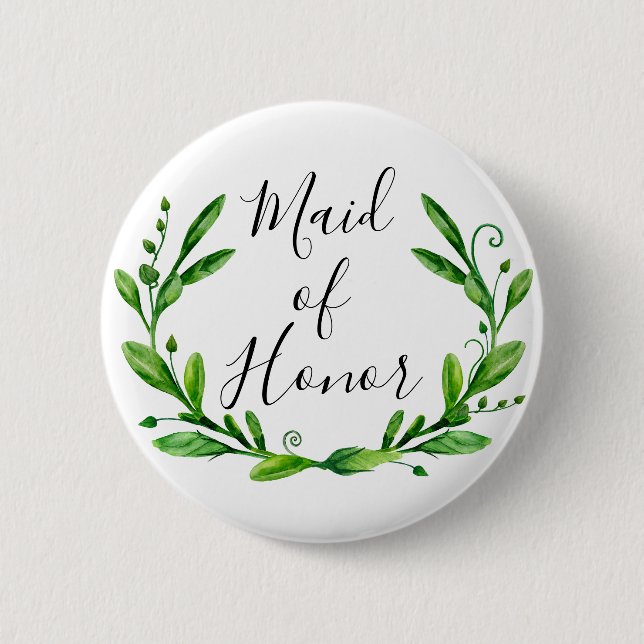 Maid of honour. Green leaves. Summer wedding garde 6 Cm Round Badge (Front)