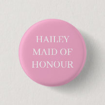 MAID OF HONOUR HONOR BADGE BUTTON PIN WEDDING 