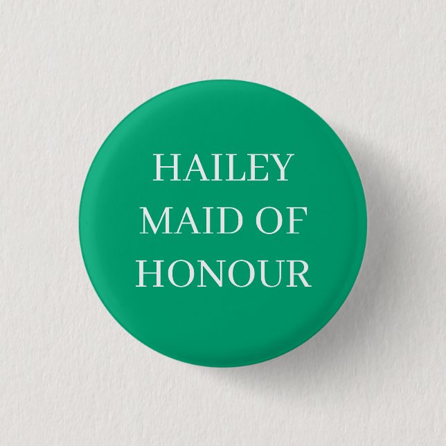 MAID OF HONOUR HONOR BADGE BUTTON PIN WEDDING  (Front)