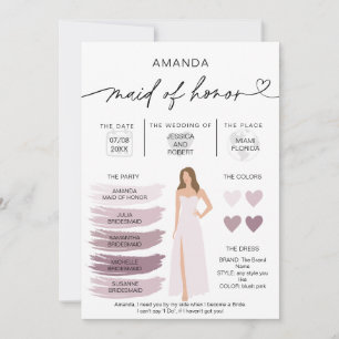 Maid of Honour Info Card Bridal Party Information