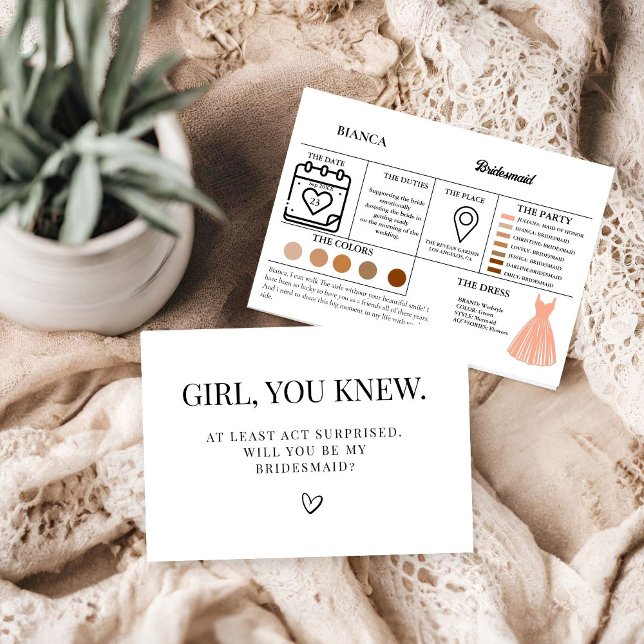  Maid of honour info card bridal proposal Card (Creator Uploaded)