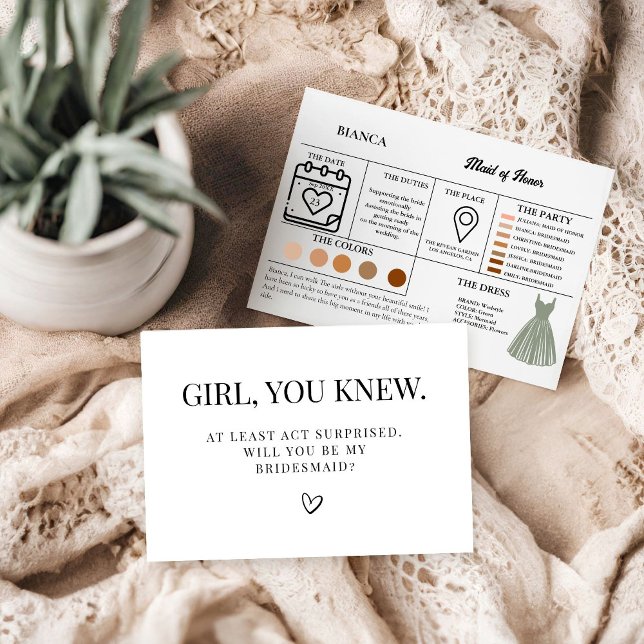  Maid of honour info card bridal proposal Card (Creator Uploaded)