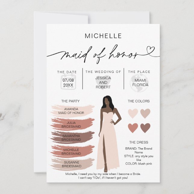 Maid of Honour Info Card Colour Palette Infographi (Front)