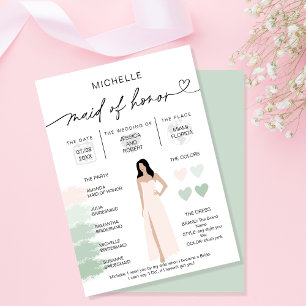 Maid of Honour Info Sage Colour Palette Infographi Invitation