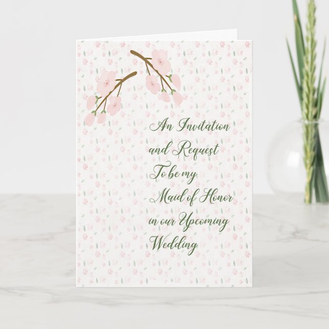 Maid of Honour Invitation Pink Flowers (Front)