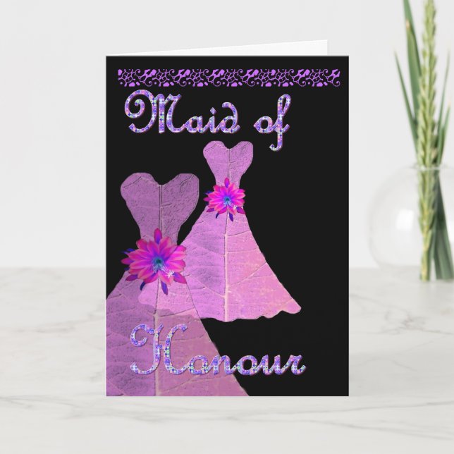 MAID OF HONOUR  Invitation PURPLE Gown (Front)