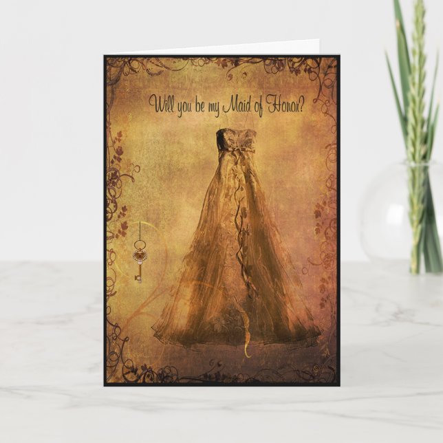 Maid of Honour Invitation - Vintage Style Dress (Front)