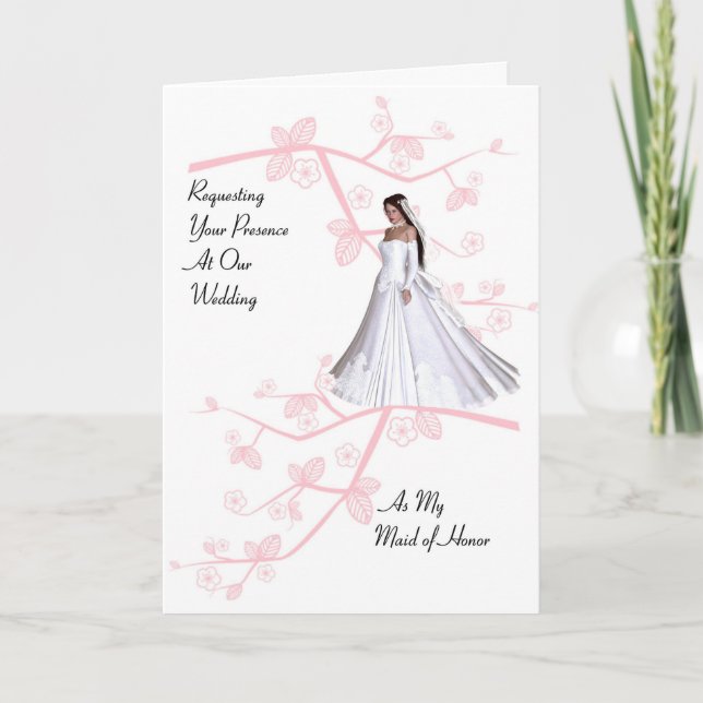 Maid of Honour Invitation with Cherry Blossoms (Front)