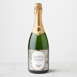 Maid of Honour invite Bubbly Champagne, Prosecco Sparkling Wine Label
