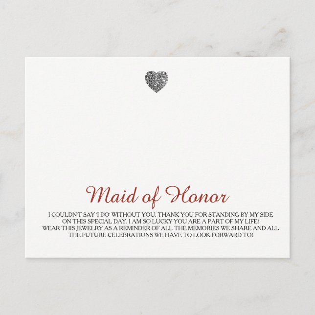 Maid of Honour Jewellery Template Postcard (Front)