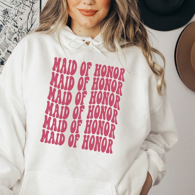 Maid of Honour Magenta Pink Matching Bridal Party Hoodie (Creator Uploaded)