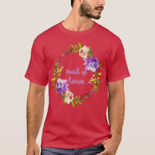 Maid of Honour Matching Purple Floral Wedding Gear T-Shirt