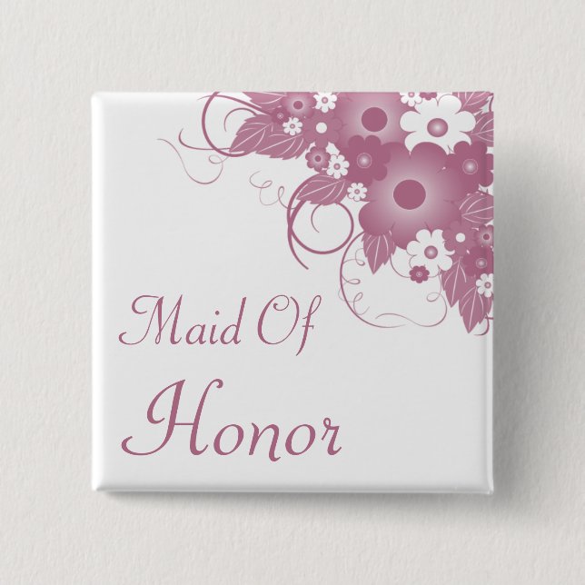 Maid Of Honour Mauve Bouquet Button (Front)
