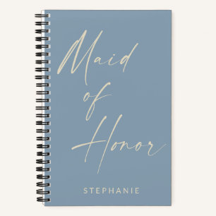 Maid of Honour Minimalist Dusty Blue Personalised Notebook