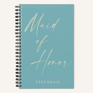 Maid of Honour Minimalist Teal Blue Personalised Notebook
