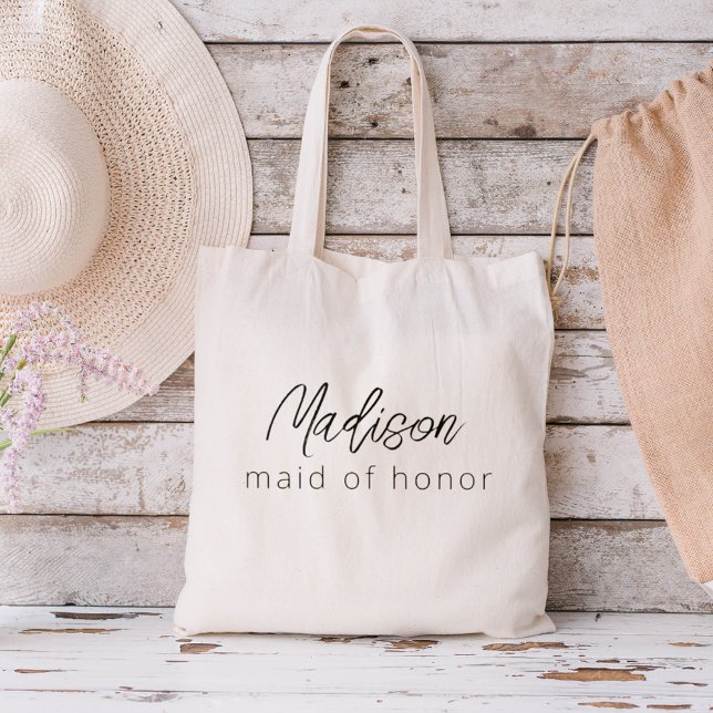 Maid of Honour Modern Minimalist Script Tote Bag (Creator Uploaded)