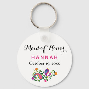 Maid of Honour Modern Typography Script Wedding Key Ring
