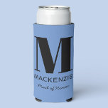 Maid of Honour Monogram Name Blue Seltzer Can Cooler<br><div class="desc">Modern typography minimalist monogram name design which can be changed to personalise. Perfect for thanking your Maid of Honour for all their help and support in making your wedding amazing. Change the blue background and text colour to match your celebration.</div>