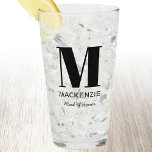 Maid of Honour Monogram Name Glass<br><div class="desc">Modern typography minimalist monogram name design which can be changed to personalise. Perfect for thanking your Maid of Honour for all their help and support in making your wedding amazing.</div>