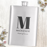 Maid of Honour Monogram Name Hip Flask<br><div class="desc">Modern typography minimalist monogram name design which can be changed to personalise. Perfect for thanking your Maid of Honour for all their help and support in making your wedding amazing.</div>