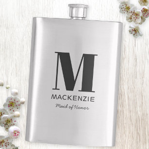 Maid of Honour Monogram Name Hip Flask