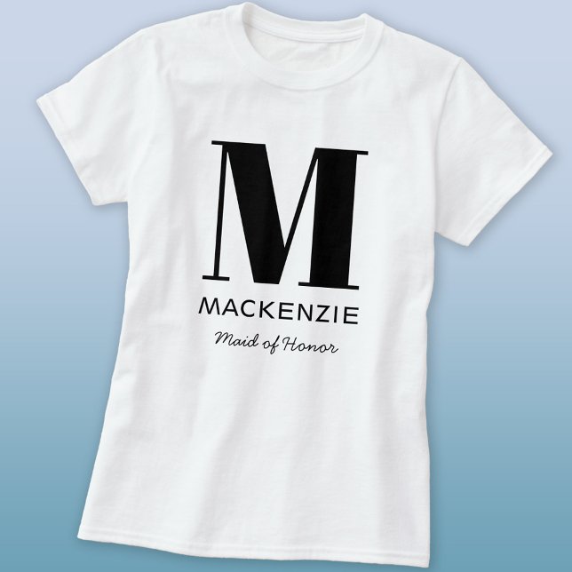 Maid of Honour Monogram Name T-Shirt (Monogram name Maid of Honor t-shirt)