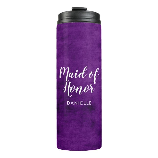 Maid of Honour Monogrammed Bridal Wedding Party Thermal Tumbler (Front)