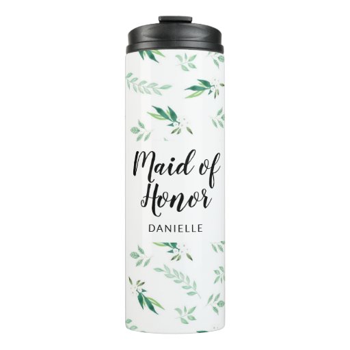 Image of Maid of Honour Monogrammed Bridal Wedding Party Thermal Tumbler