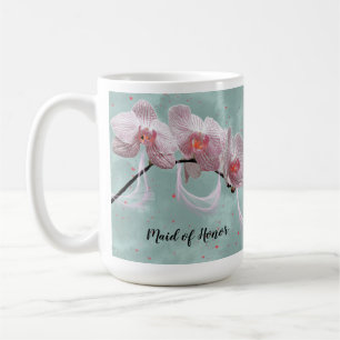 Maid of Honour Mug Pink Orchids Green Background