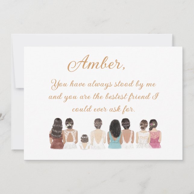 Maid of Honour or Bridesmaid Proposal Card (Front)