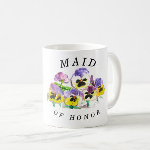 Maid of Honour Pansies Floral Vintage Wedding Coffee Mug