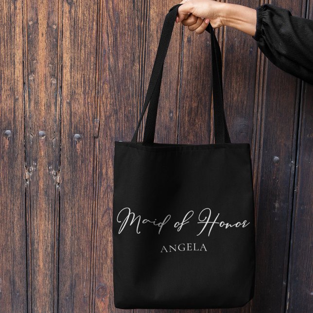 Maid of Honour Personalised Chic Minimalist Weddin Tote Bag (Creator Uploaded)