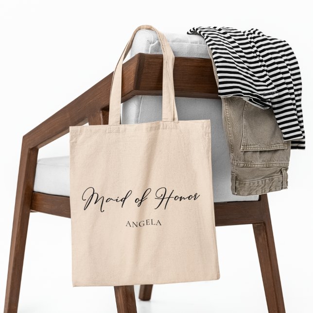 Maid of Honour Personalised Chic Minimalist Weddin Tote Bag (Creator Uploaded)