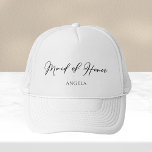 Maid of Honour Personalised Chic Minimalist Weddin Trucker Hat<br><div class="desc">This chic,  simple maid of honour hat features your name underneath elegant black typography. Customise these elegant,  modern bridal party hats for your wedding or bachelorette party.</div>