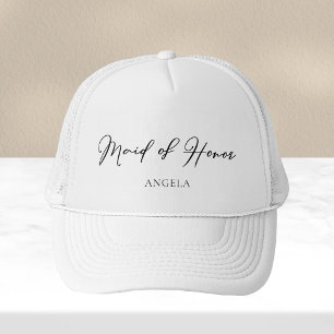 Maid of Honour Personalised Chic Minimalist Weddin Trucker Hat