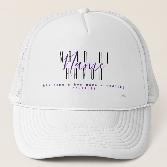 Maid of Honour Personalised hat HAMbyWG (Front)