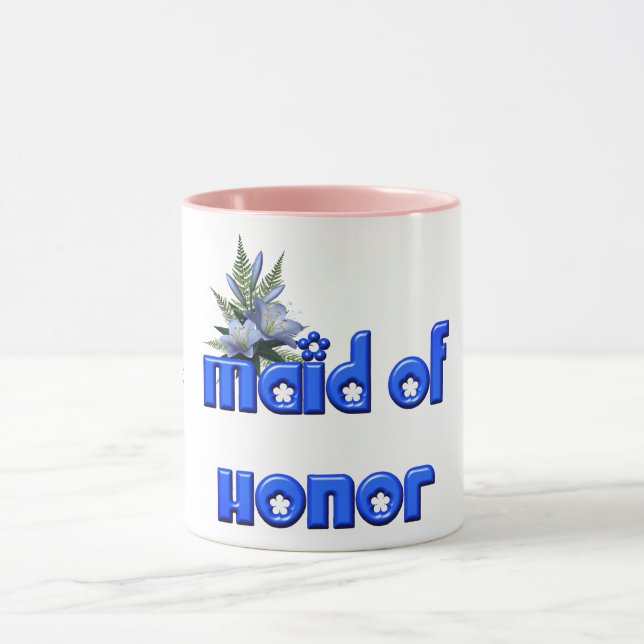 Maid Of Honour Personalised Wedding Blue  Mug (Center)