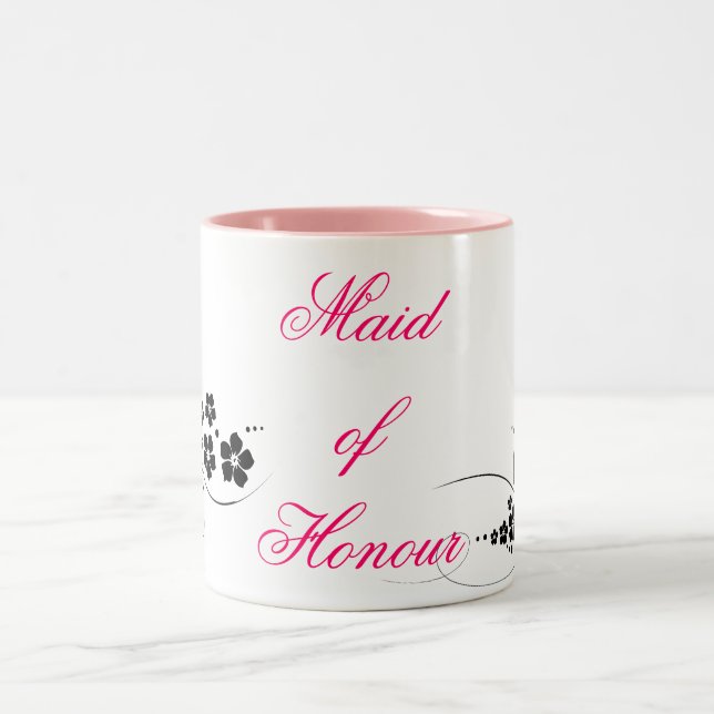 Maid of Honour pink and black Two-Tone Coffee Mug (Center)
