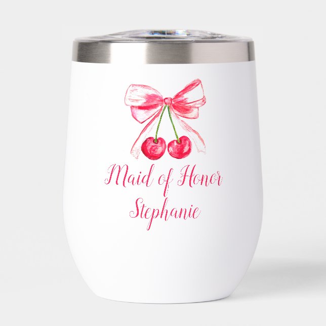 Maid of Honour Pink Bow Coquette Wedding (Front)