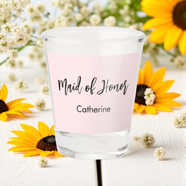 Maid of Honour Pink Bridal Shower Script  Shot Glass (Creator Uploaded)